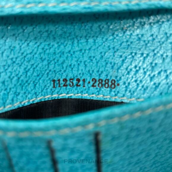 🔴 Gucci Bamboo Trifold Wallet - GG Canvas Turquoise - Picture 10 of 10